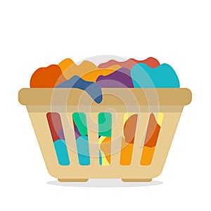 Basket with dirty clothes.