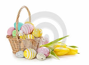 Basket with easter eggs photo