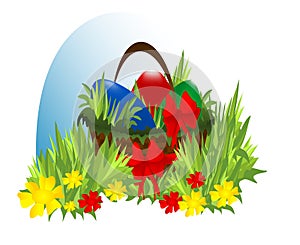 Basket with easter eggs, cdr vector