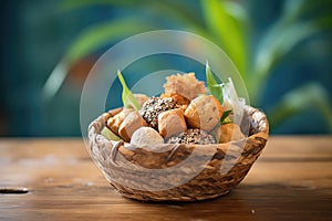 basket filled with assorted sprouted bread rolls