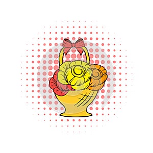 Basket flowers comics icon
