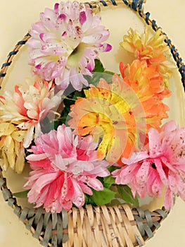 Basket of flowers greenry