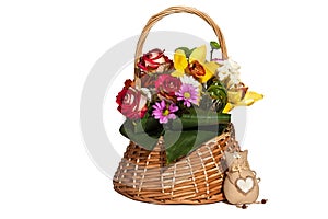 Basket with flowers and toy