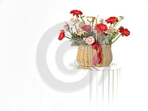 A Basket of flowers in white