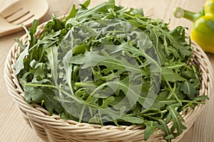 Basket with fresh arucola salad