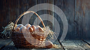 The Basket of Fresh Eggs.AI generated image photo