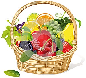 Basket of fresh fruit photo