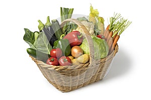 Basket with fresh organic vegetables