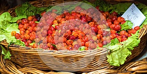 Basket of fresh pitanga fruit photo