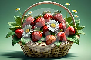 Basket with fresh strawberries.