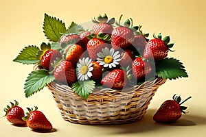 Basket with fresh strawberries.