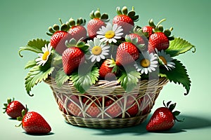 Basket with fresh strawberries.