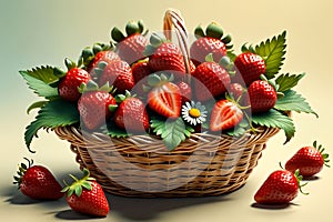 Basket with fresh strawberries.