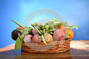 Basket with fresh vegetable
