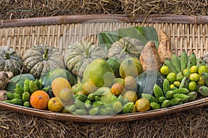 Basket with fresh vegetable photo