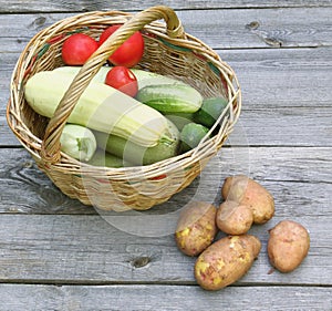 Basket with fresh vegetables