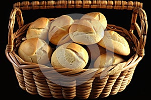 A Basket Of Freshly Baked Bread Rolls. Generative AI