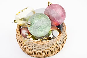 Basket full of Christmas balls