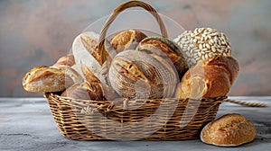 A basket full of different types of bread from crusty baguettes to soft rolls perfect for making sandwiches with various