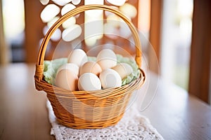 a basket full of fresh, unpasteurized eggs