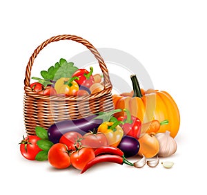 A basket full of fresh vegetables. photo
