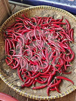 A Basket Full Of Hot Red Chillies