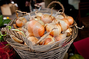 Basket full of onions