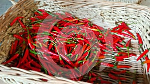 A basket full of red chillies