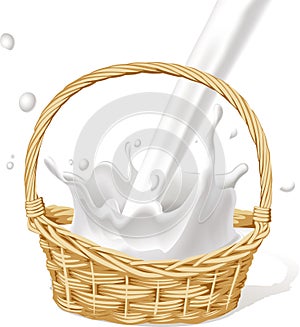 Basket full of splash milk - vector illustration