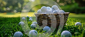 Basket of Golf Balls in Grass