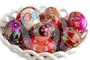 Basket with hand painted easter eggs