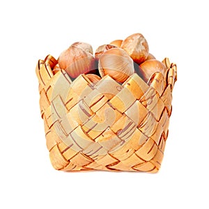 Basket with hazelnuts