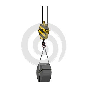 The basket hitch of wire rope sling on white background