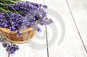 Basket with lavanda flowers