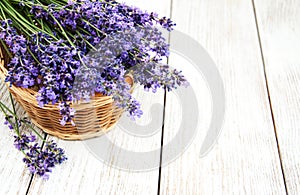 Basket with lavanda flowers