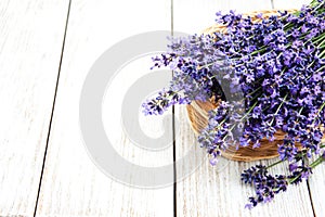 Basket with lavanda flowers
