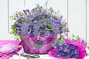 Basket of lavender clematis
