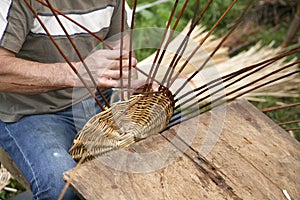 Basket maker at work