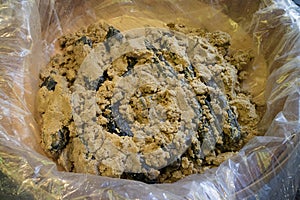 Basket with nukazuke vegetables fermented in rice bran