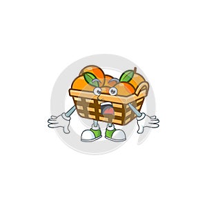 Basket oranges cartoon character design on a surprised gesture