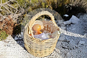 Basket with oranges