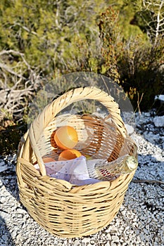Basket with oranges