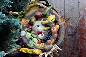 Basket of organic food vegetables