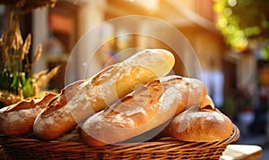 A Basket Overflowing With Freshly Baked, Golden Brown Loaves of Bread