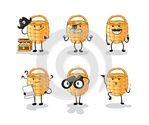 Basket Pirate group character. cartoon mascot vector