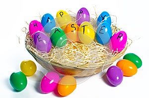 Basket of Plastic Easter Eggs