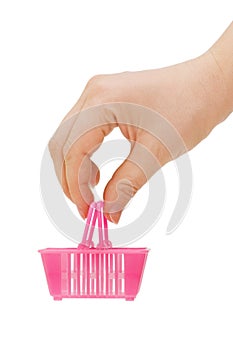 Basket for purchases in a female hand photo