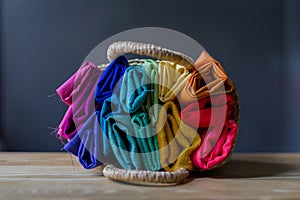 Basket with rainbow fabrics