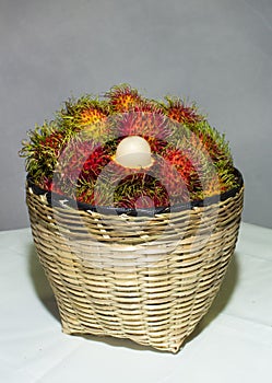 A basket of rambutans