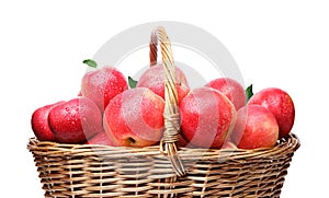 Basket with red, fresh, organic apples